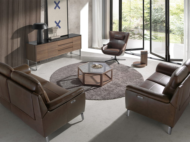 Leather swivel armchair with removable cushion-Angel Cerdá