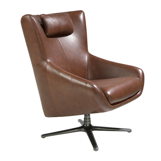 Leather swivel armchair with removable cushion-Angel Cerdá