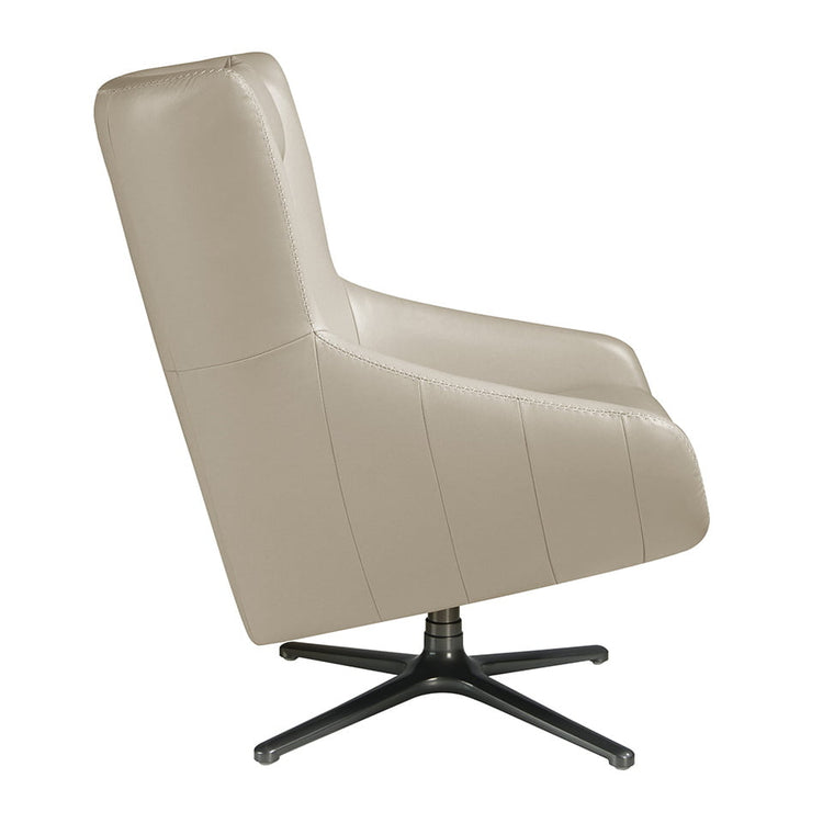 Upholstered in leather armchair with stainless steel - Angel Cerdá S.L