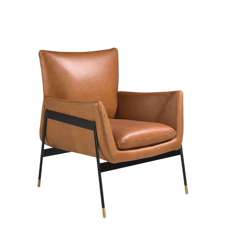 Upholstered leather armchair with steel legs - Angel Cerdá, S.L.