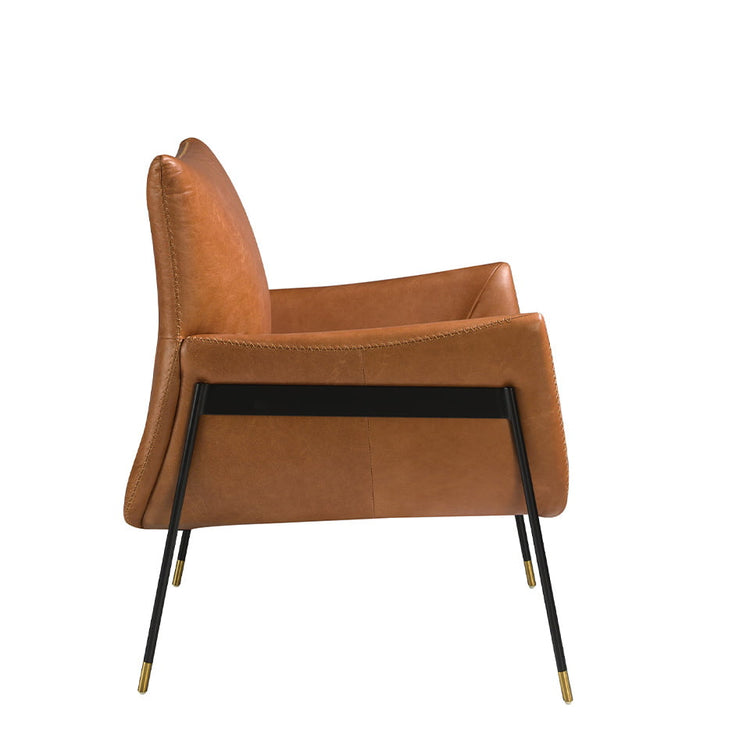 Upholstered leather armchair with steel legs - Angel Cerdá, S.L.