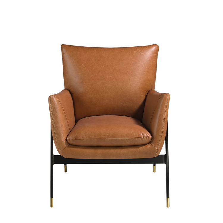 Upholstered leather armchair with steel legs - Angel Cerdá, S.L.