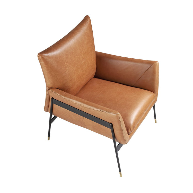 Upholstered leather armchair with steel legs - Angel Cerdá, S.L.