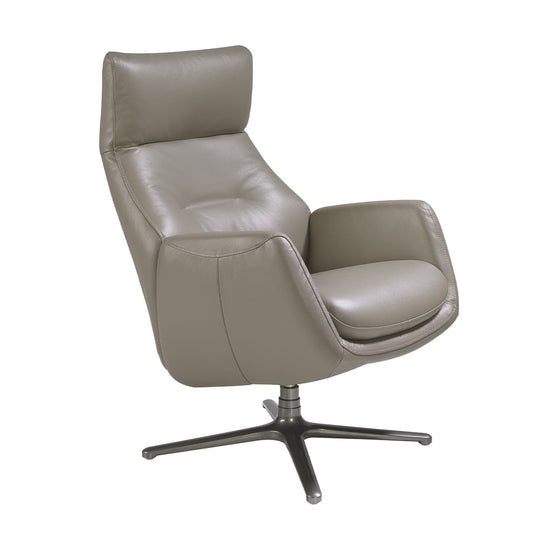 Reclining swivel armchair upholstered in grey leather and darkened steel-Angel Cerdá