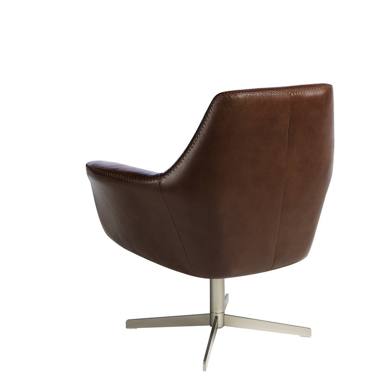 Leather and polished steel swivel armchair-Angel Cerdá