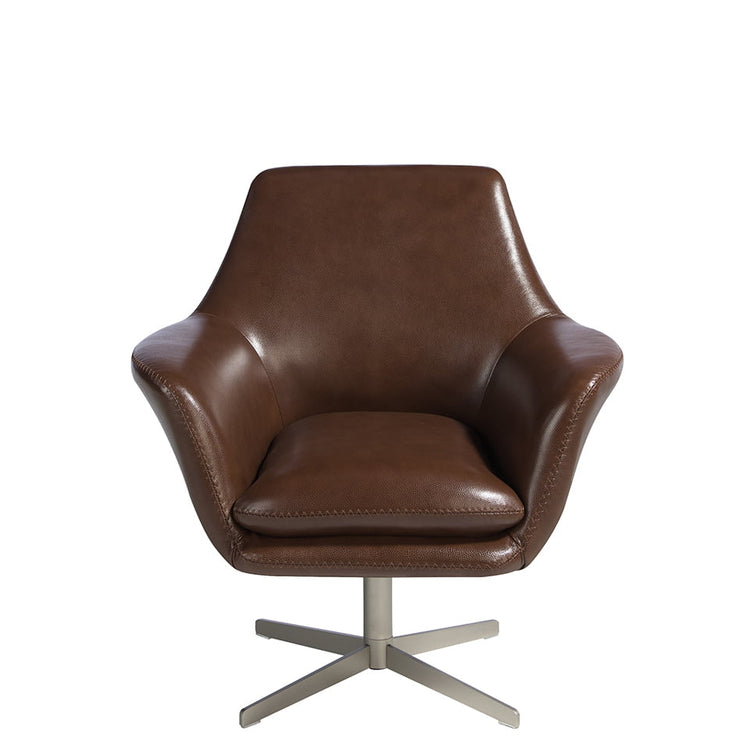 Leather and polished steel swivel armchair-Angel Cerdá