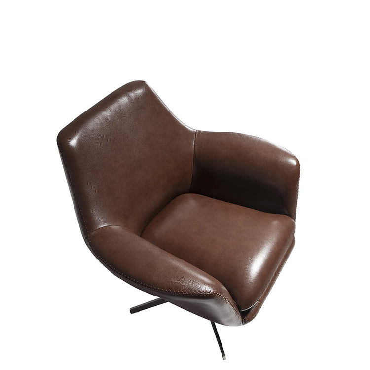 Leather and polished steel swivel armchair-Angel Cerdá