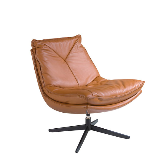 Swivel armchair upholstered in brown leather-Angel Cerdá