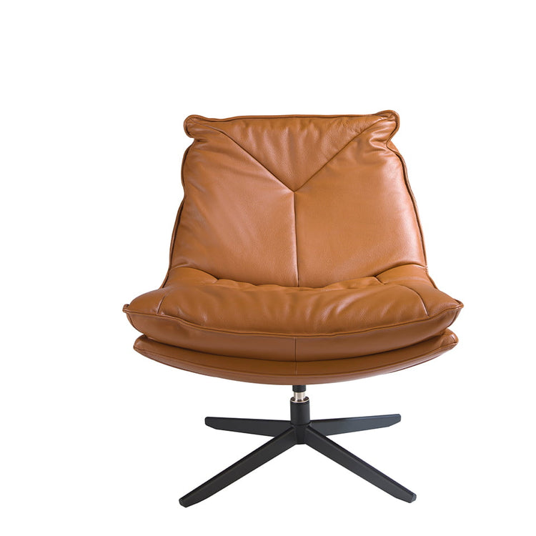 Swivel armchair upholstered in brown leather-Angel Cerdá