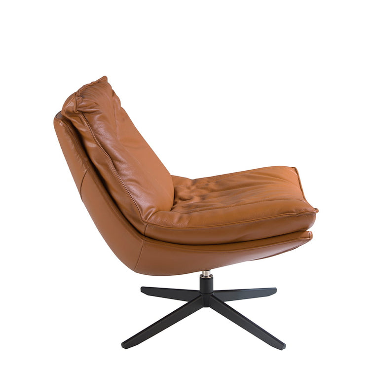 Swivel armchair upholstered in brown leather-Angel Cerdá