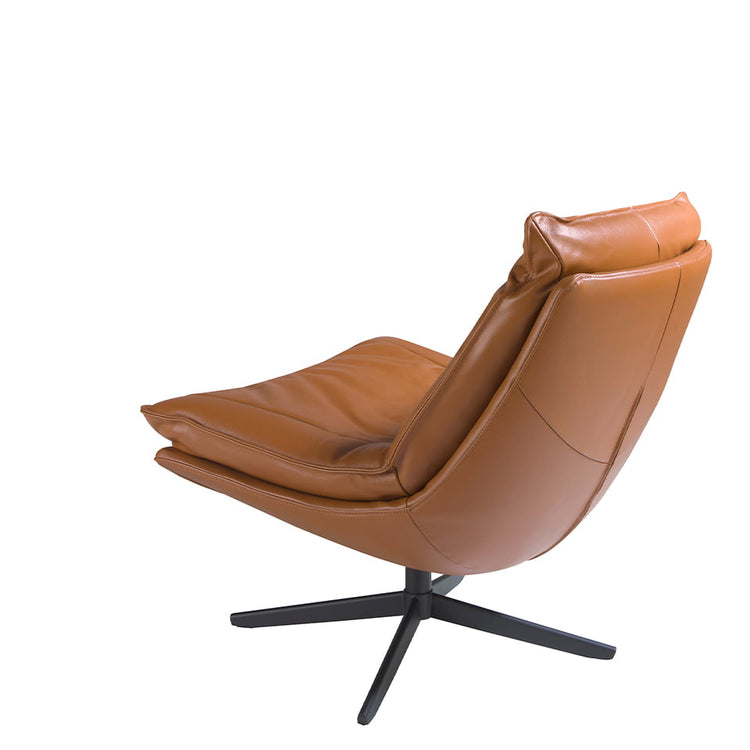 Swivel armchair upholstered in brown leather-Angel Cerdá