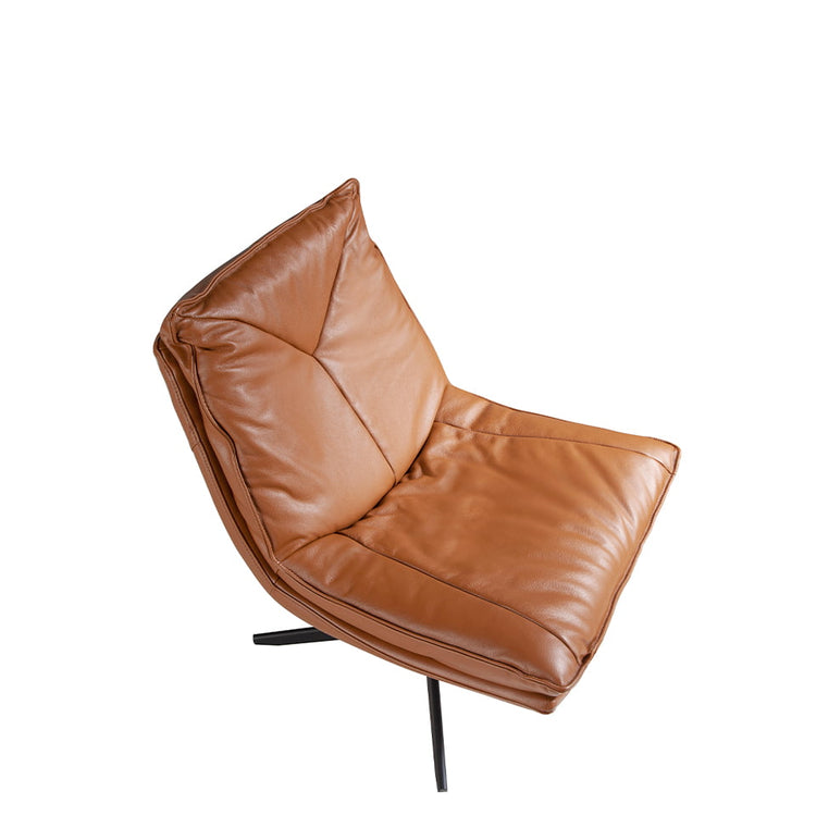 Swivel armchair upholstered in brown leather-Angel Cerdá