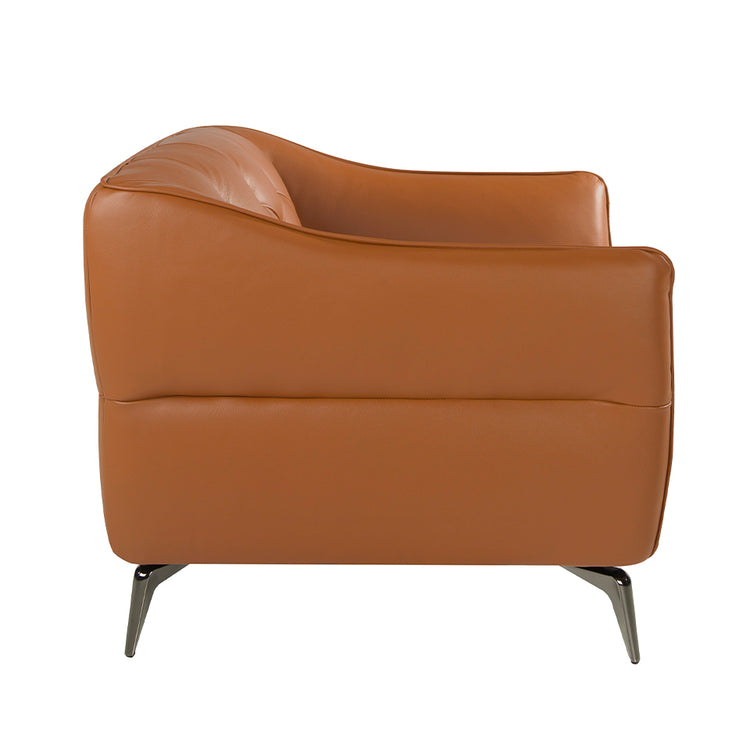 Armchair upholstered in brown leather with capitonné-Angel Cerdá