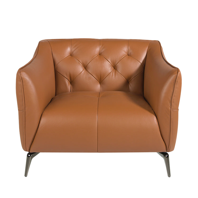 Armchair upholstered in brown leather with capitonné-Angel Cerdá