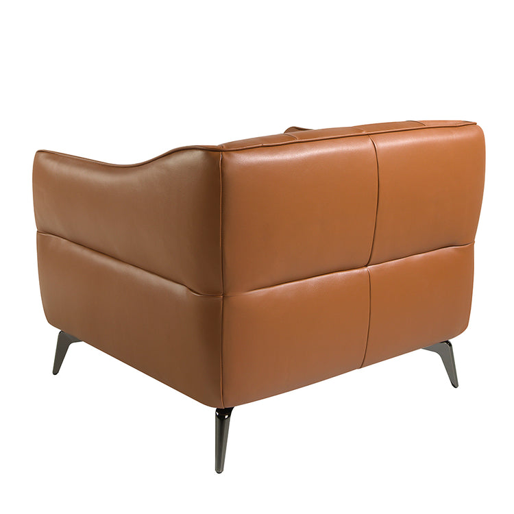 Armchair upholstered in brown leather with capitonné-Angel Cerdá