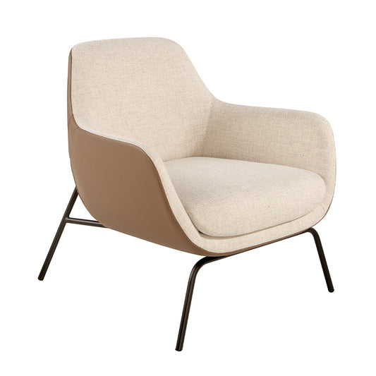 Armchair upholstered in fabric with leatherette backrest-Angel Cerdá