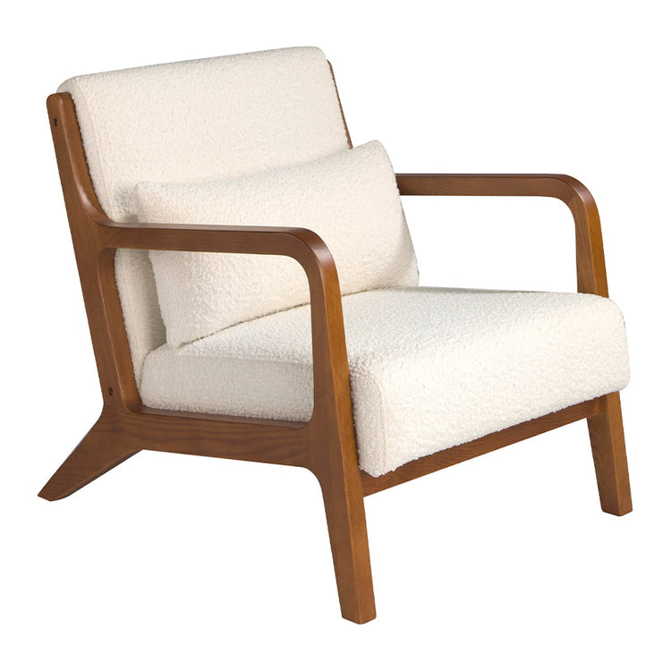 Upholstered armchair in fabric and walnut-Angel Cerdá