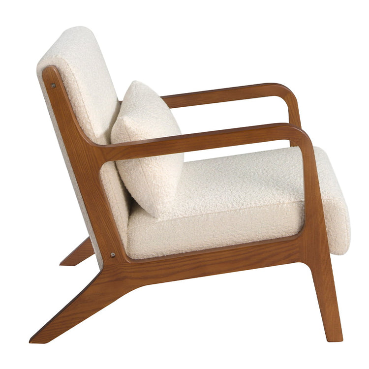 Upholstered armchair in fabric and walnut-Angel Cerdá