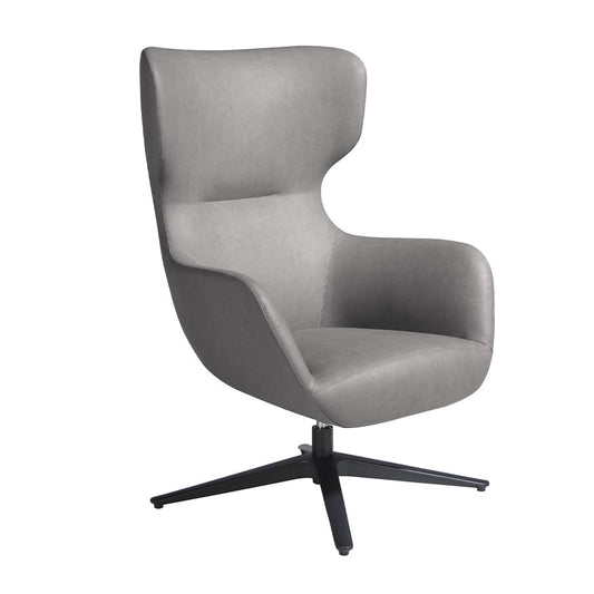 Grey eco-leather and black steel swivel armchair-Angel Cerdá