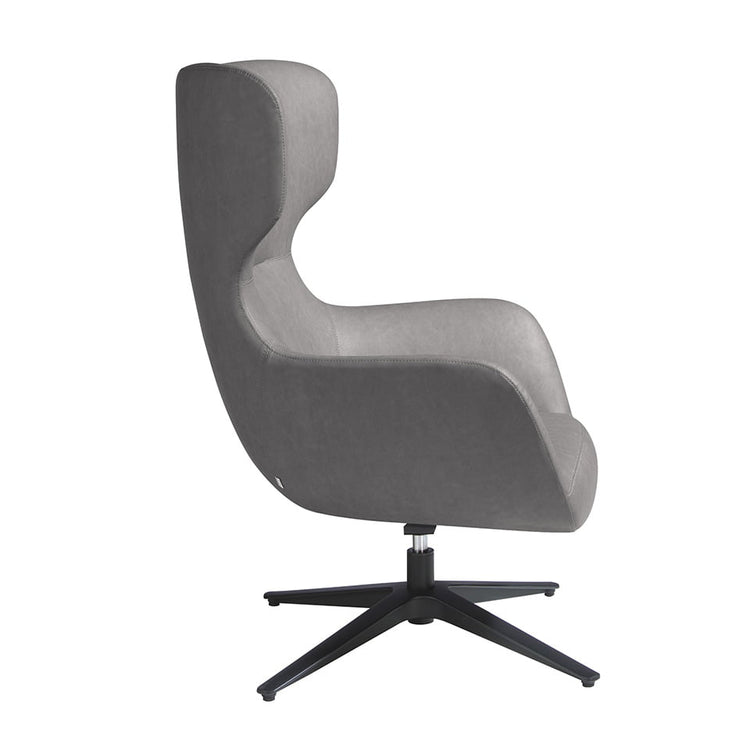 Grey eco-leather and black steel swivel armchair-Angel Cerdá