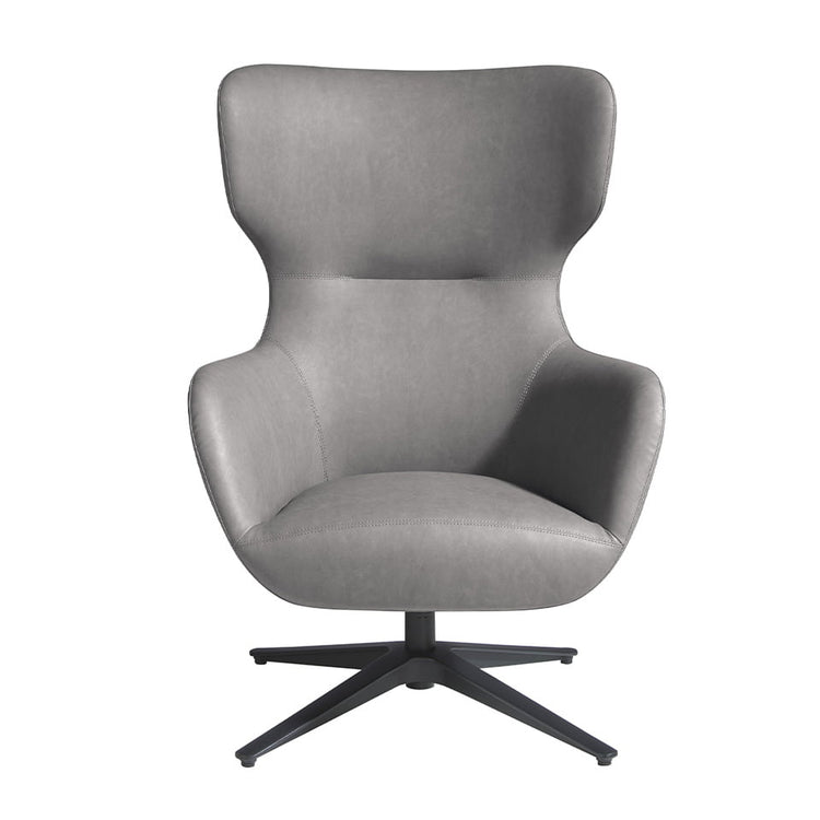 Grey eco-leather and black steel swivel armchair-Angel Cerdá