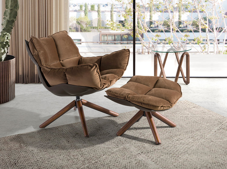 Brown velvet swivel armchair - Angel Cerdá