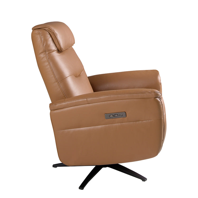 Brown leather swivel armchair - Angel Cerdá