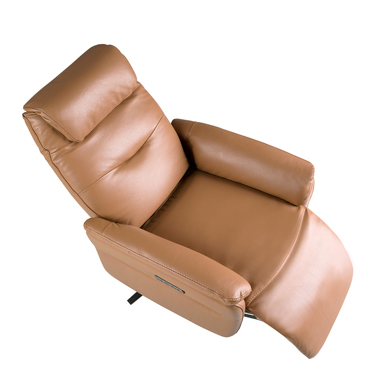 Brown leather swivel armchair