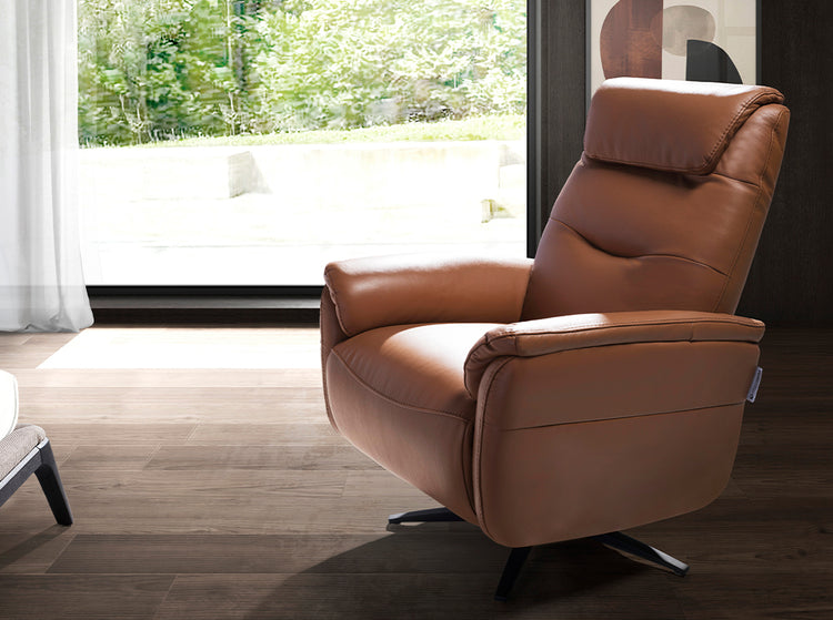 Brown leather swivel armchair - Angel Cerdá