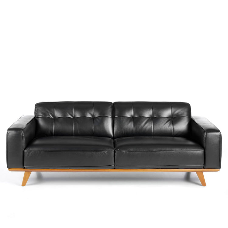 3 seat leather upholstered sofa with solid walnut legs - Angel Cerdá S.L