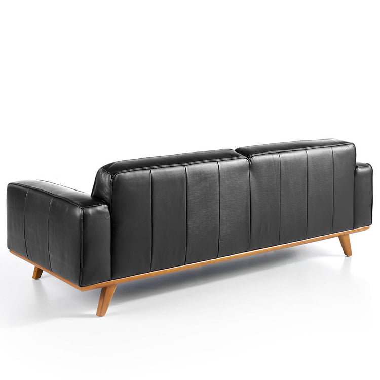 3 seat leather upholstered sofa with solid walnut legs - Angel Cerdá S.L