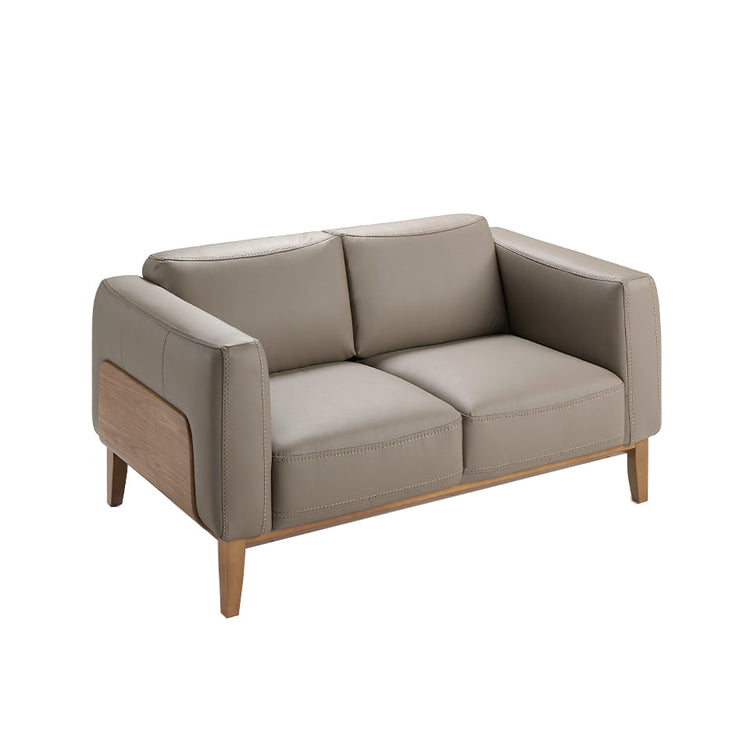 2-seat sofa upholstered in leather with a walnut - Angel Cerdá S.L