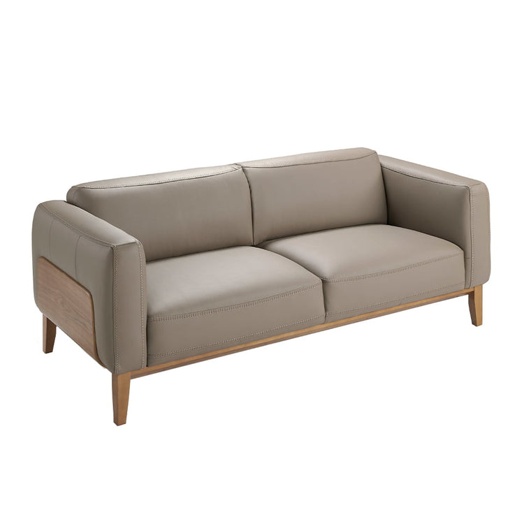 3-seat sofa upholstered in leather with a walnut wood - Angel Cerdá S.L