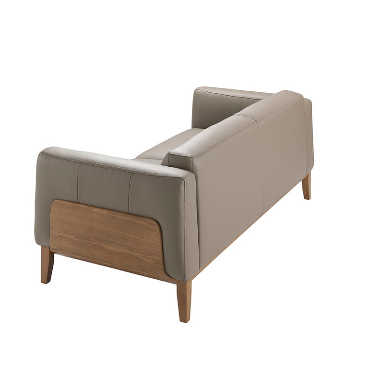 3-seat sofa upholstered in leather with a walnut wood - Angel Cerdá S.L