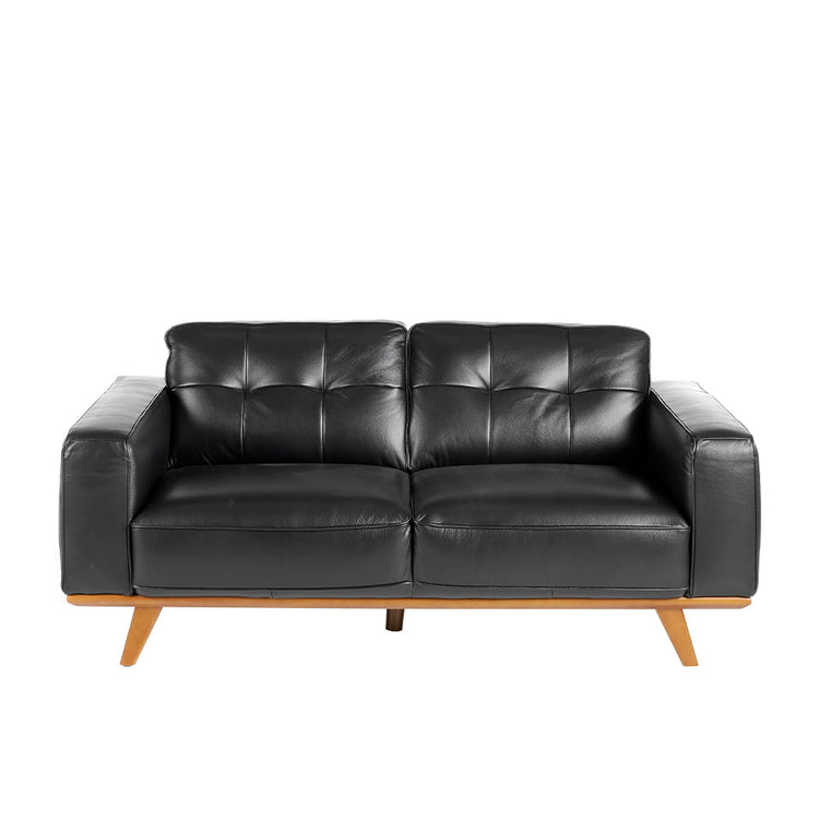 2 seat leather upholstered sofa with solid walnut legs - Angel Cerdá S.L