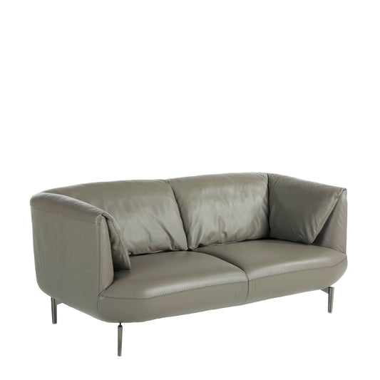 2 seat sofa leather upholstered with polished steel legs - Angel Cerdá S.L