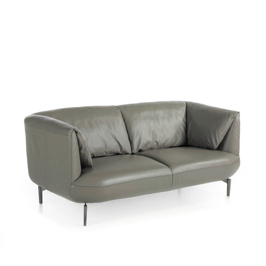 2 seat sofa leather upholstered with polished steel legs - Angel Cerdá S.L