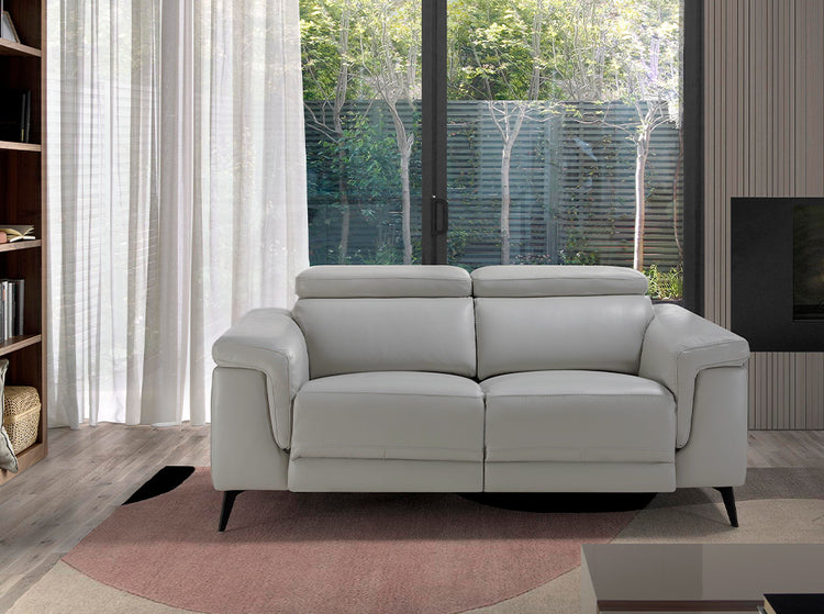 2 seater leather upholstered sofa with relax mechanism