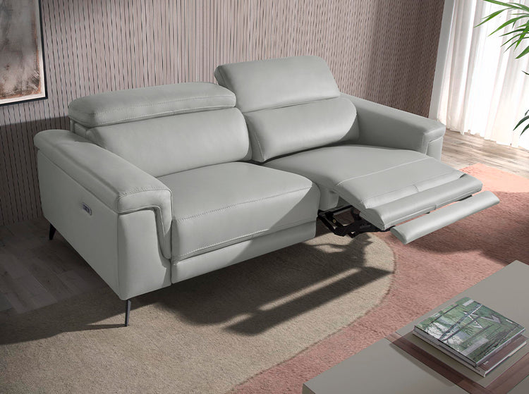 2 seater leather upholstered sofa with relax mechanism