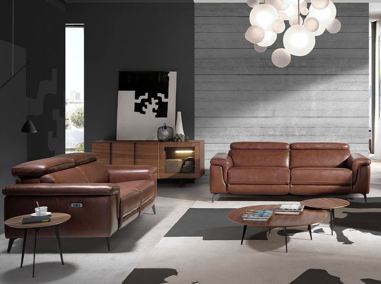 2 seater sofa with brown leather relax mechanisms - Angel Cerda S.L