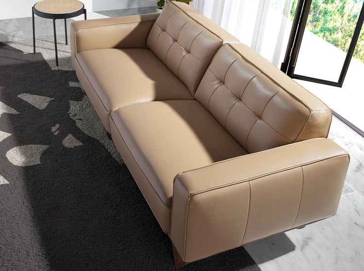 2 seater sofa upholstered in sand cowhide leather-Angel Cerdá