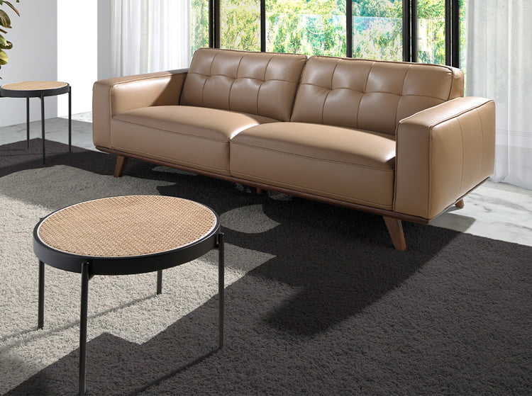 3 seater sofa upholstered in sand cowhide leather-Angel Cerdá