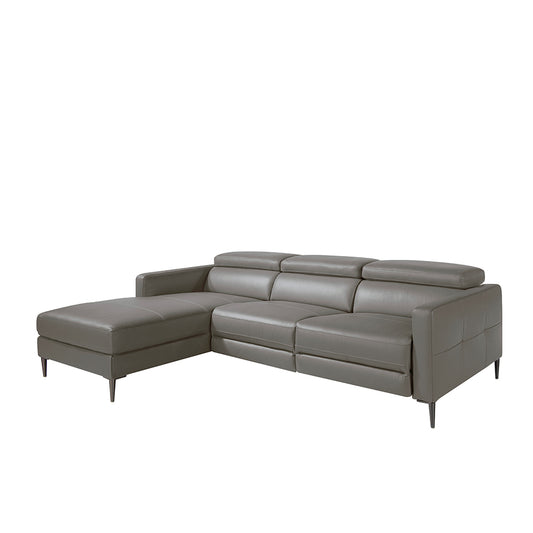 Chaise longue sofa in dark grey leather with relax mechanism-Angel Cerdá