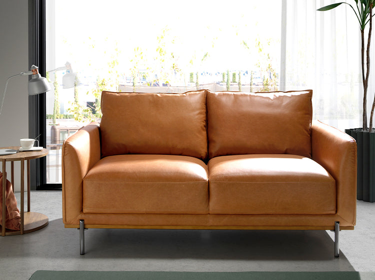 2 seater sofa in buffalo brown cowhide leather-Angel Cerdá