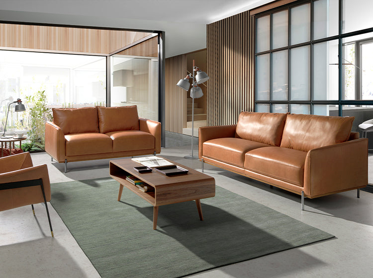 2 seater sofa in buffalo brown cowhide leather-Angel Cerdá