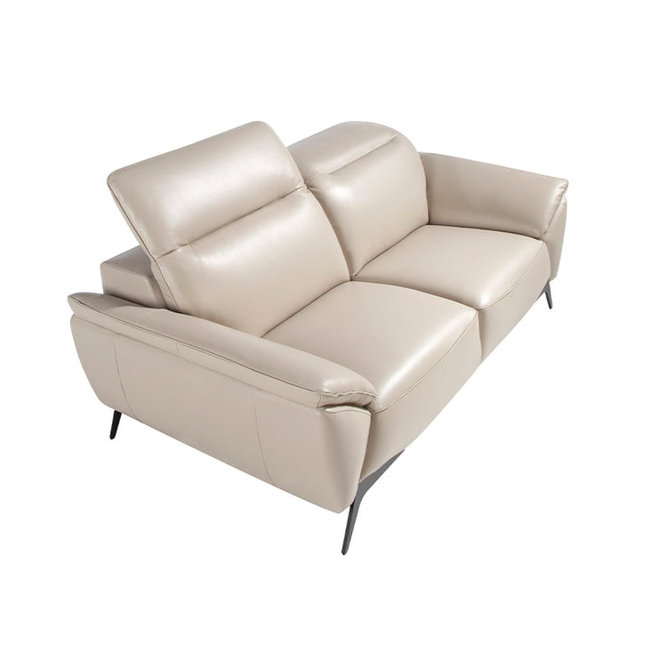 2 seater sofa upholstered in leather Taupe Grey-Angel Cerdá