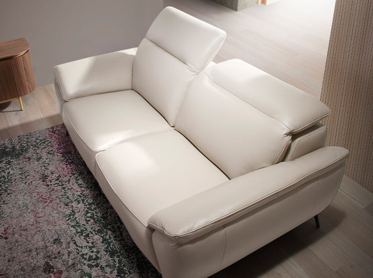 2 seater sofa upholstered in leather Taupe Grey-Angel Cerdá