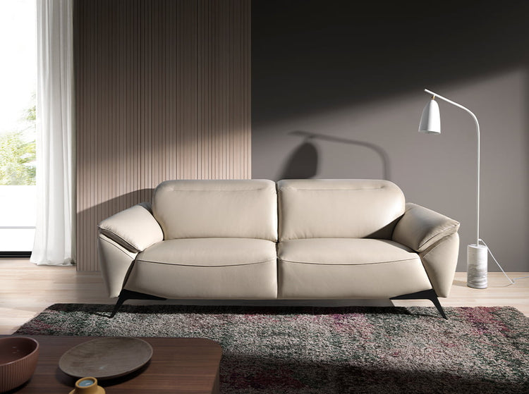 3 seater sofa upholstered in leather Taupe Grey-Angel Cerdá