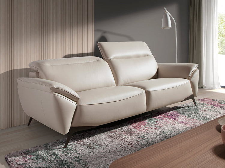 3 seater sofa upholstered in leather Taupe Grey-Angel Cerdá