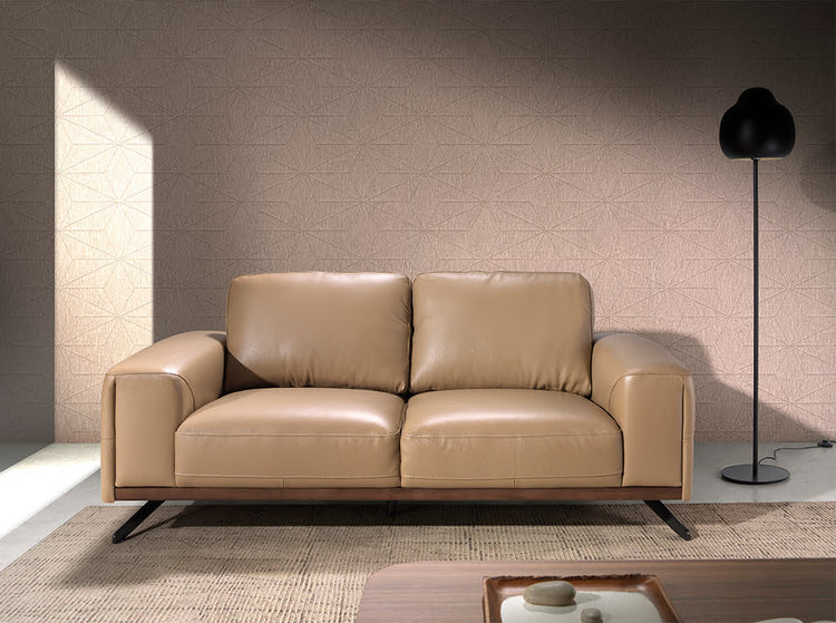 2 seater sofa upholstered in leather Arena colour-Angel Cerdá